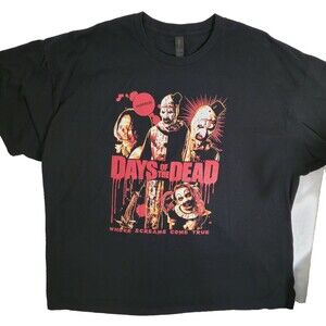 Gildan Days of the Dead Unisex Tshirt 3X Black Art The Clown Heavy Cotton